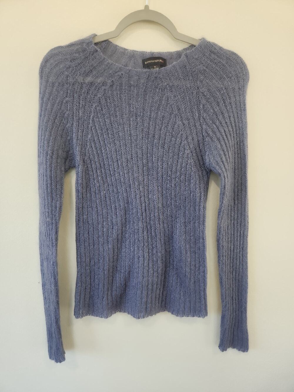 Banana Republic Mohair Wool Blend Sweater Womens Medium M FUZZY Purple